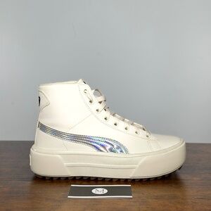 Puma Kaia Mid Fur Iridescent Whisper white Silver Black 38537701 Women's Size 6